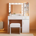 Liora White Vanity Desk with Mirror Lighting