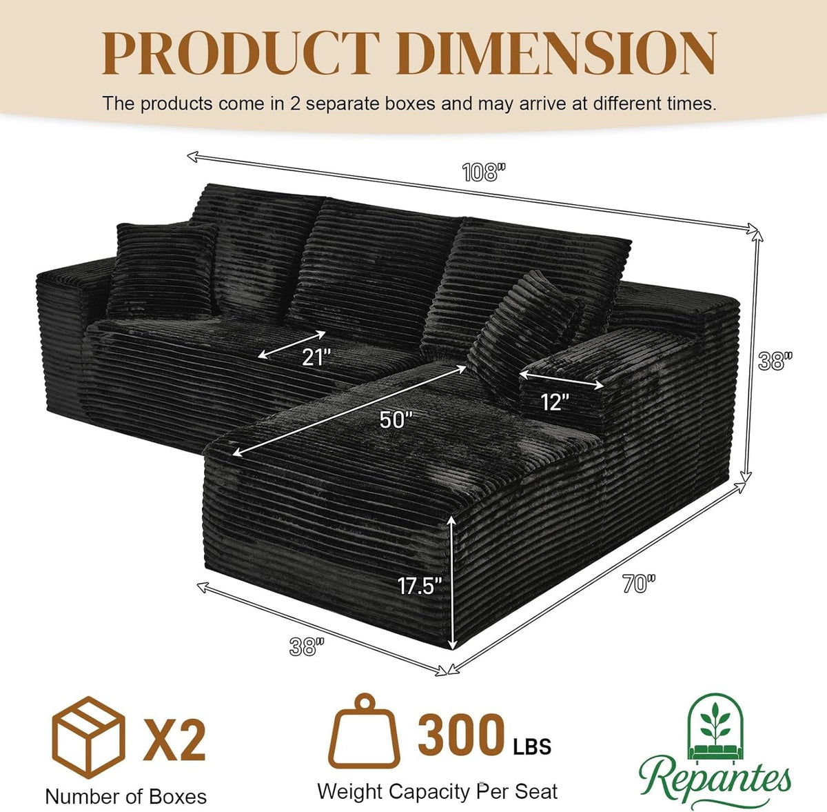Soren Corduroy Sectional