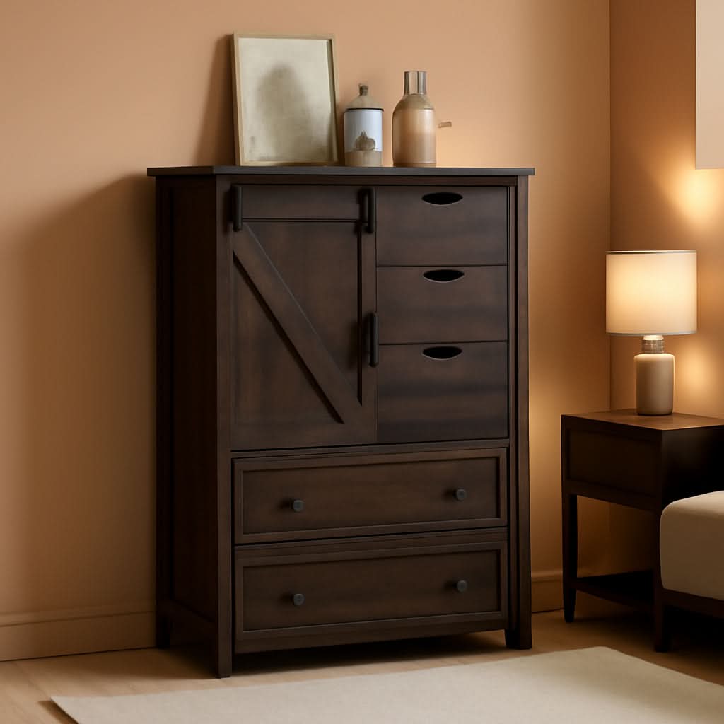 Sliding Door Five-Drawer Chest