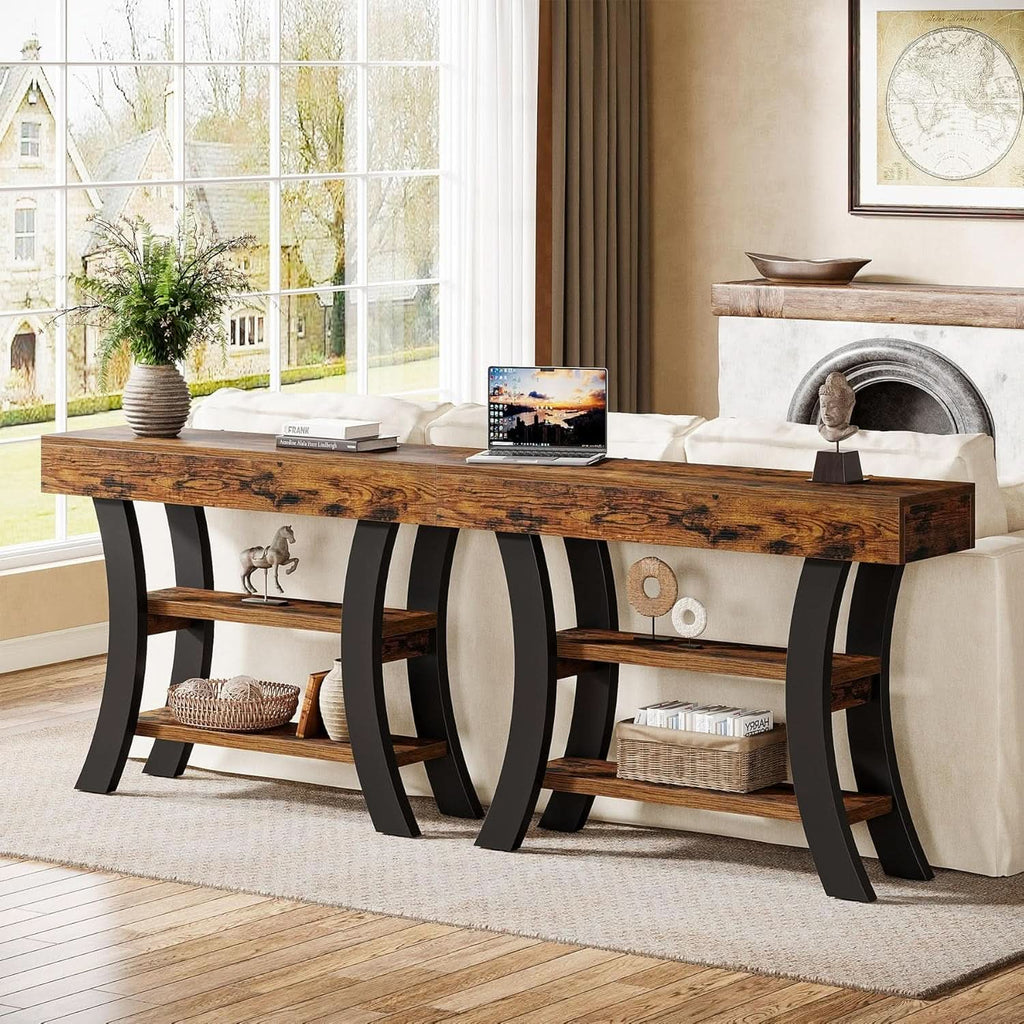 Aster Curved-Shelf Console Table