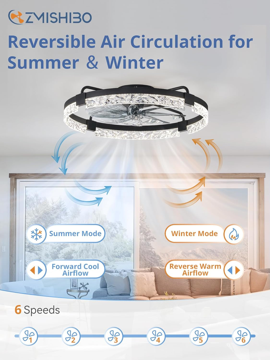 Black Crystal Ring Ceiling Fan