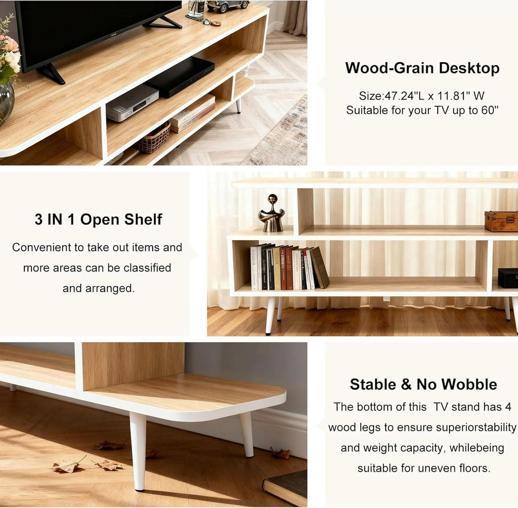 Walnut Open-Shelf TV Console