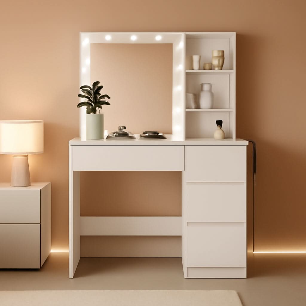Marielle Vanity Desk with Pearl Handles