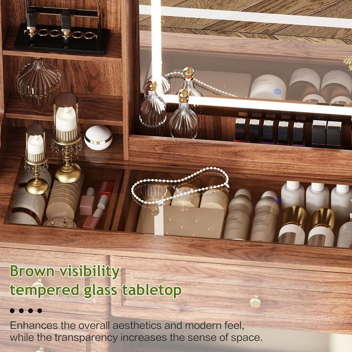 Rosalie Three-Piece Makeup Vanity Desk