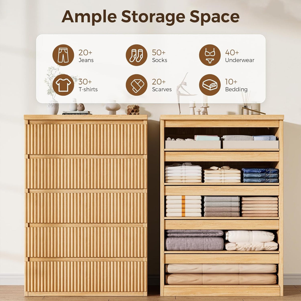 Fluted Five-Drawer Chest