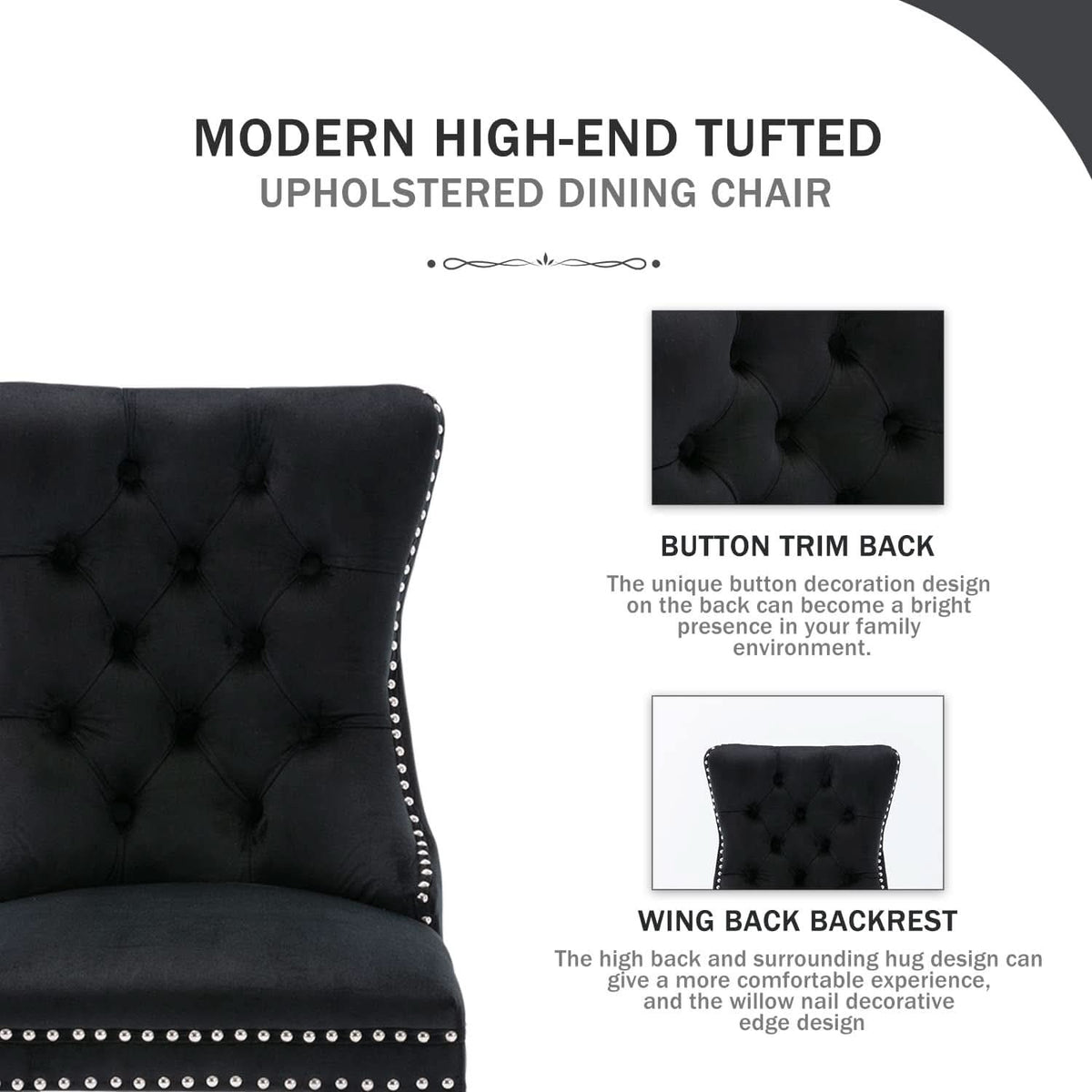 Noir Velvet Dining Chairs – Set of 6