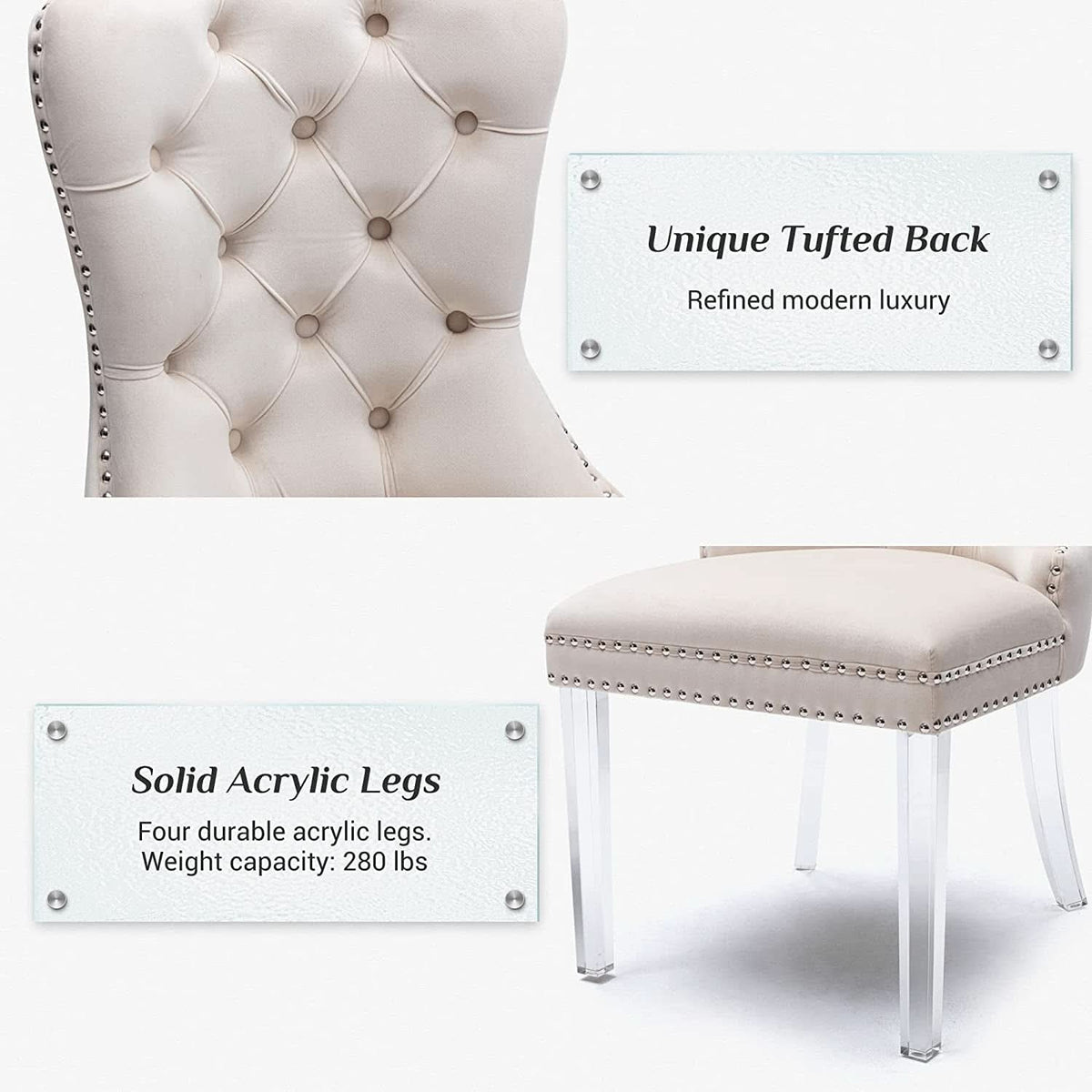 Vivienne Velvet Tufted Dining Chairs – Set of 4