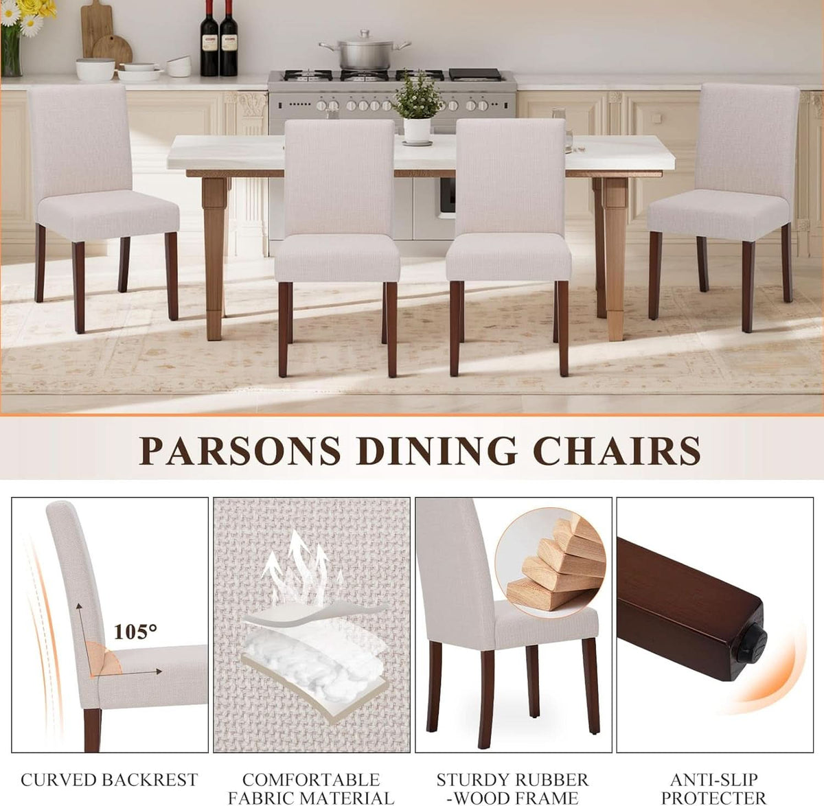Amélie Parsons Dining Chairs - Set of 4