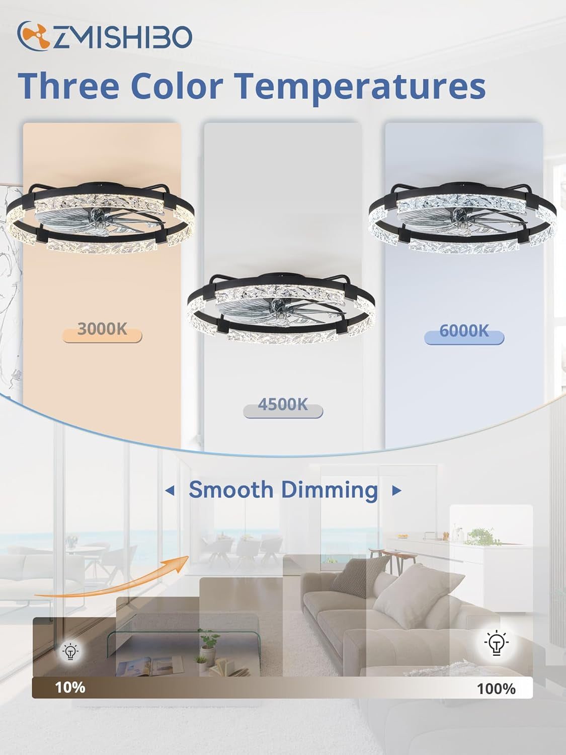 Black Crystal Ring Ceiling Fan