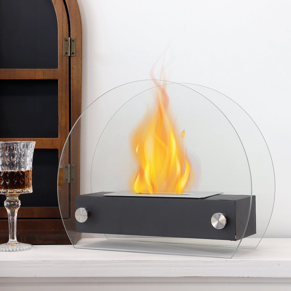 Round Glass Tabletop Fireplace