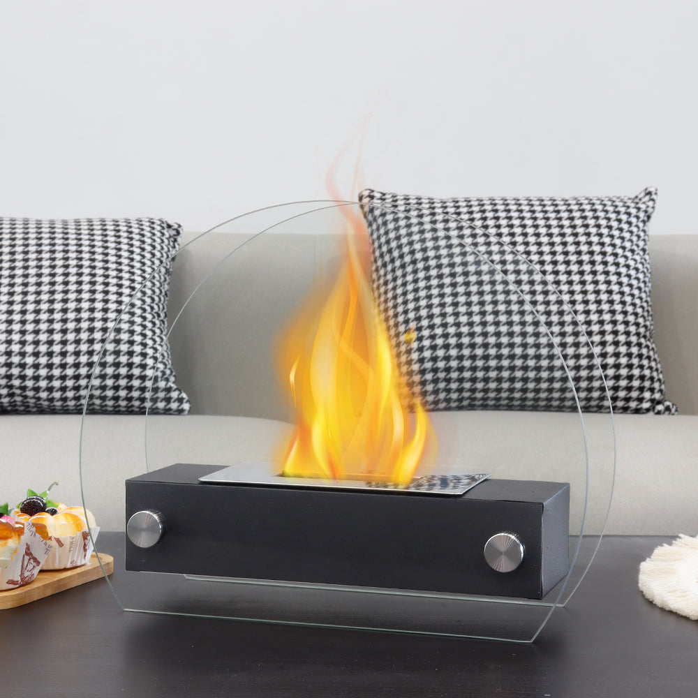 Round Glass Tabletop Fireplace