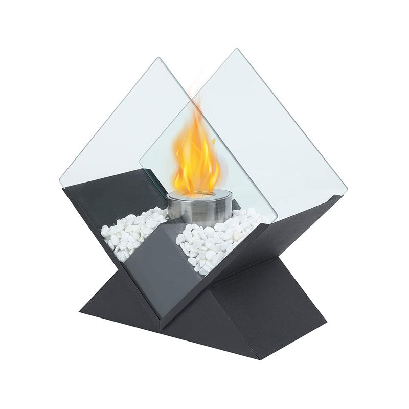 Sculptural Black Tabletop Fireplace