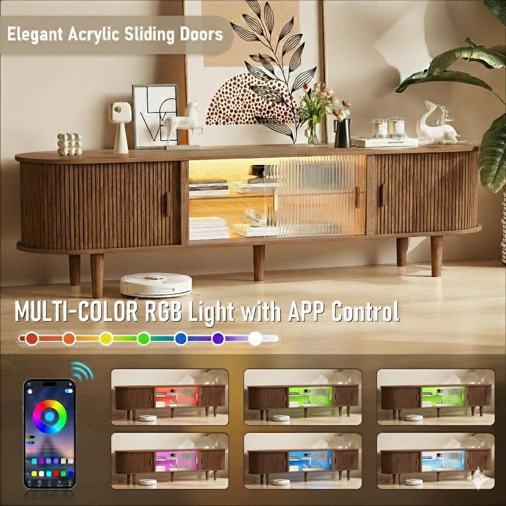 Walnut LED TV Console
