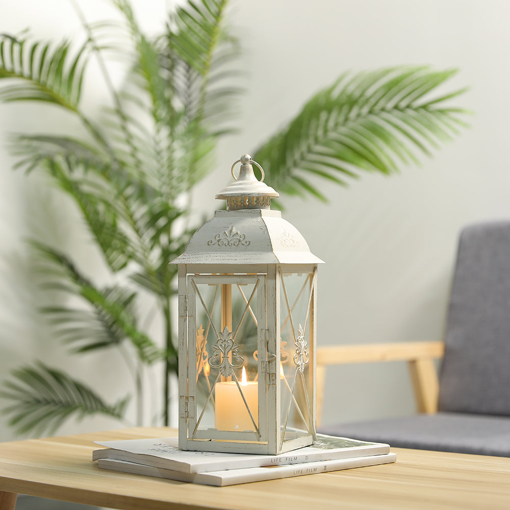 Ivory Scrollwork Candle Lantern