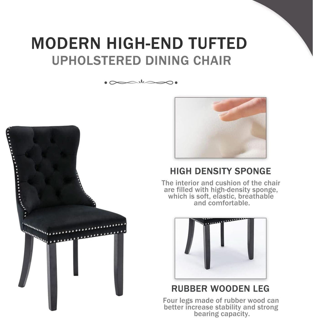 Noir Velvet Dining Chairs – Set of 6