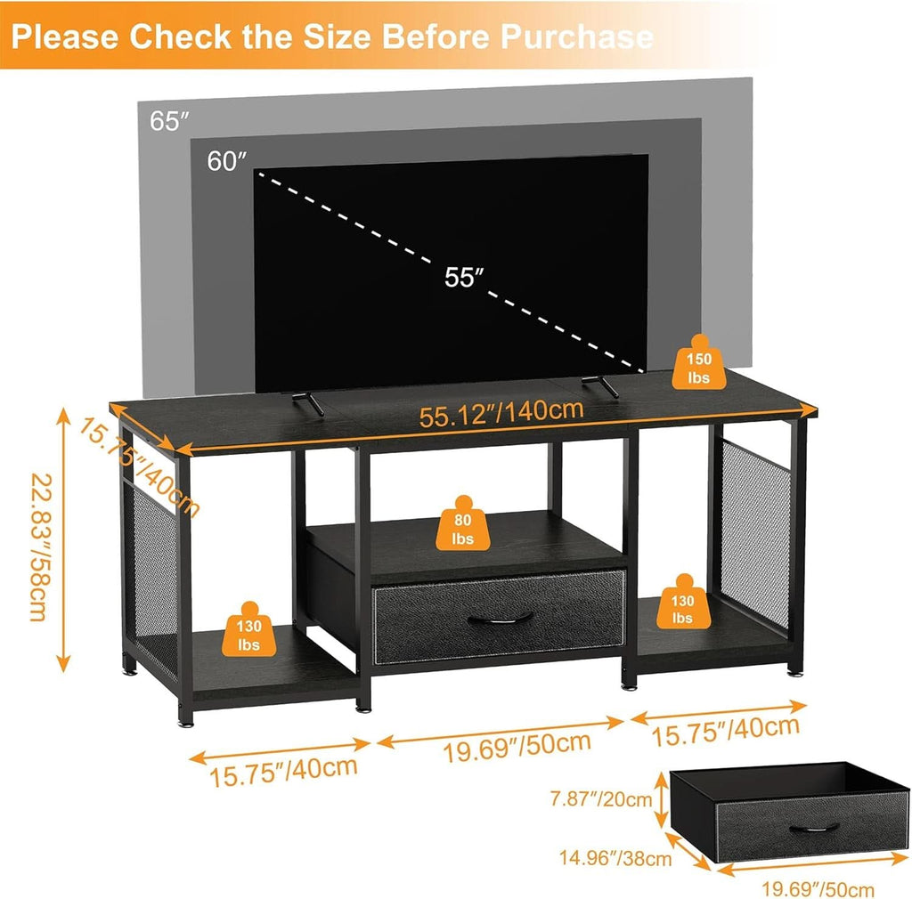 Industrial Black TV Console