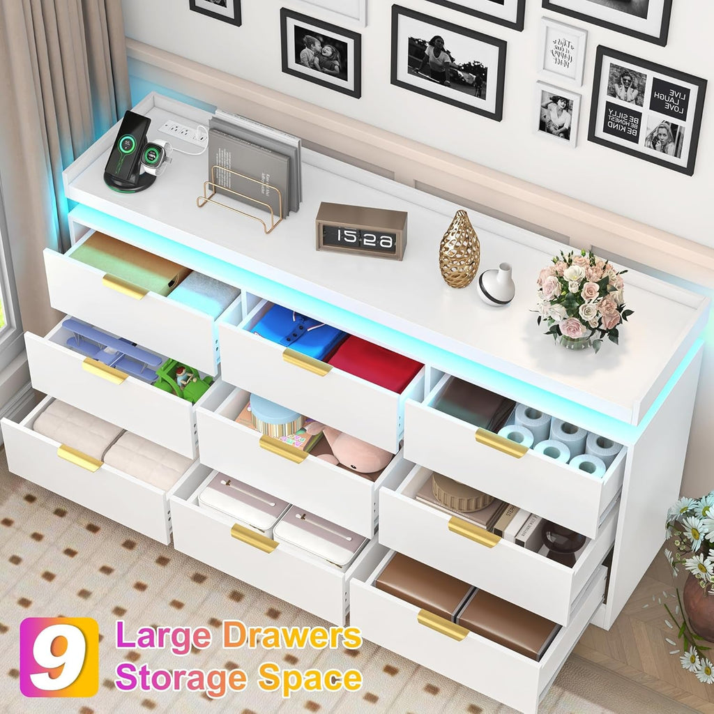 Illuminated Nine-Drawer Dresser