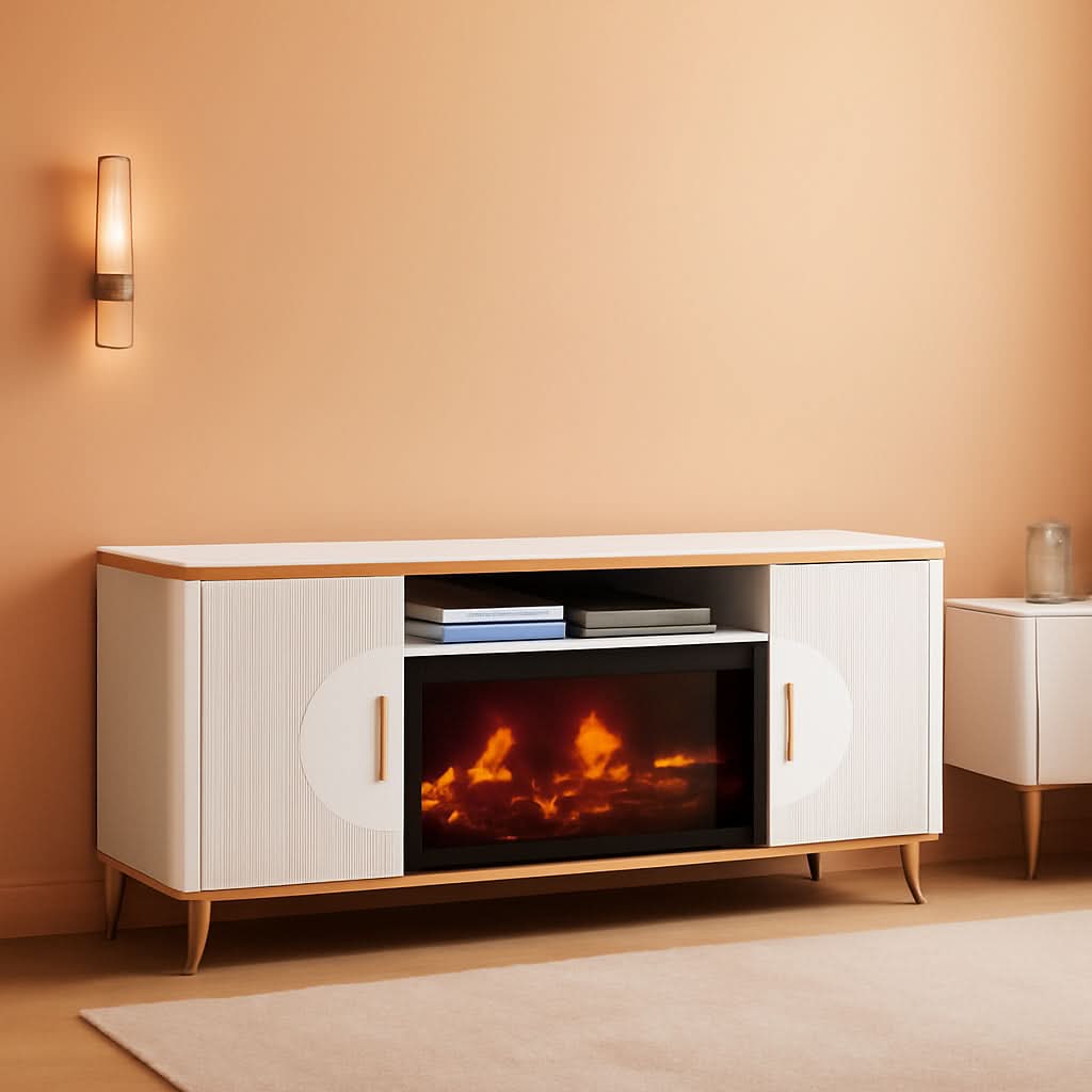 Fluted Fireplace TV Console