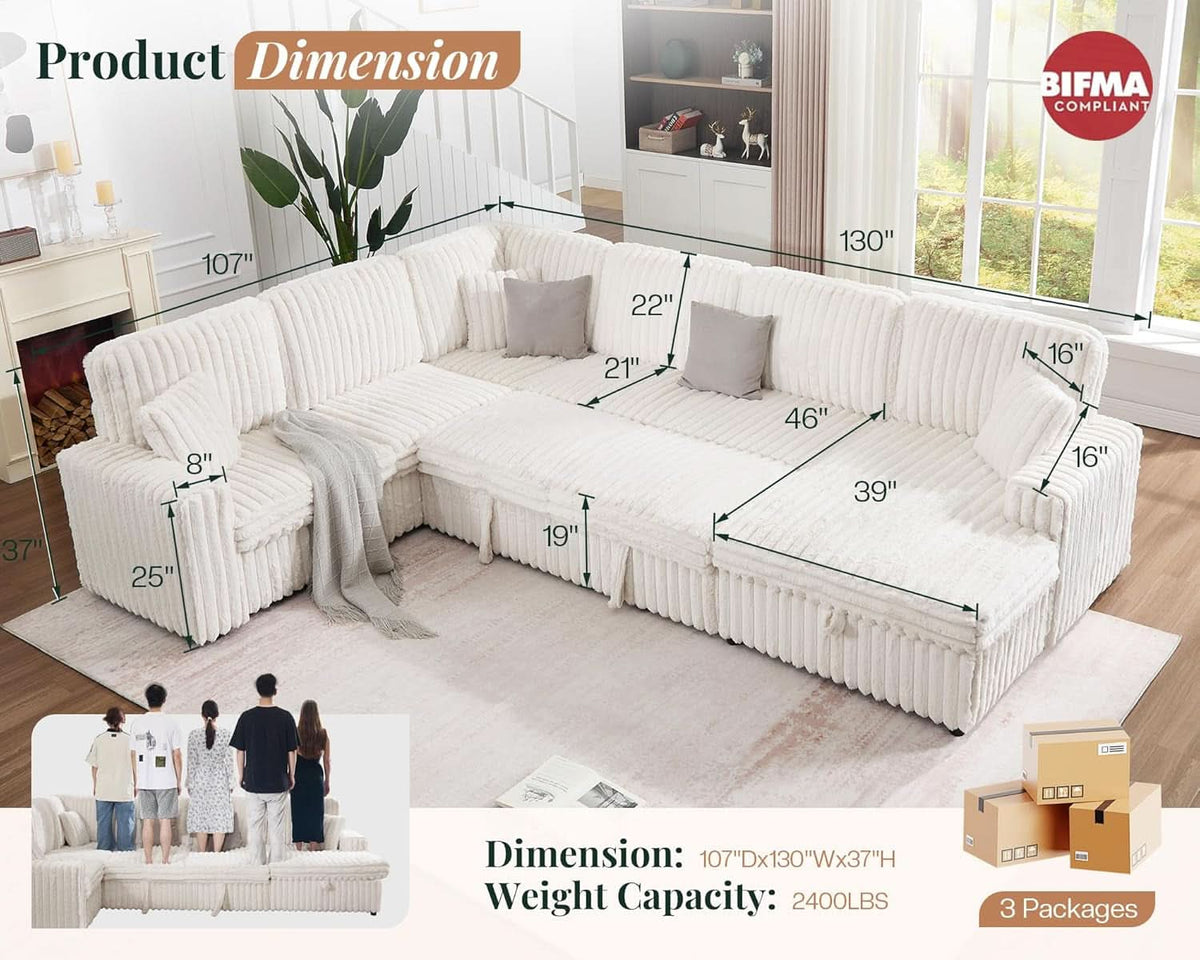 Alora Faux Fur Sleeper Sectional