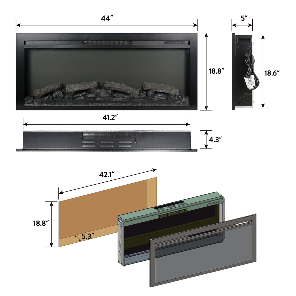 Gray Fireplace TV Console
