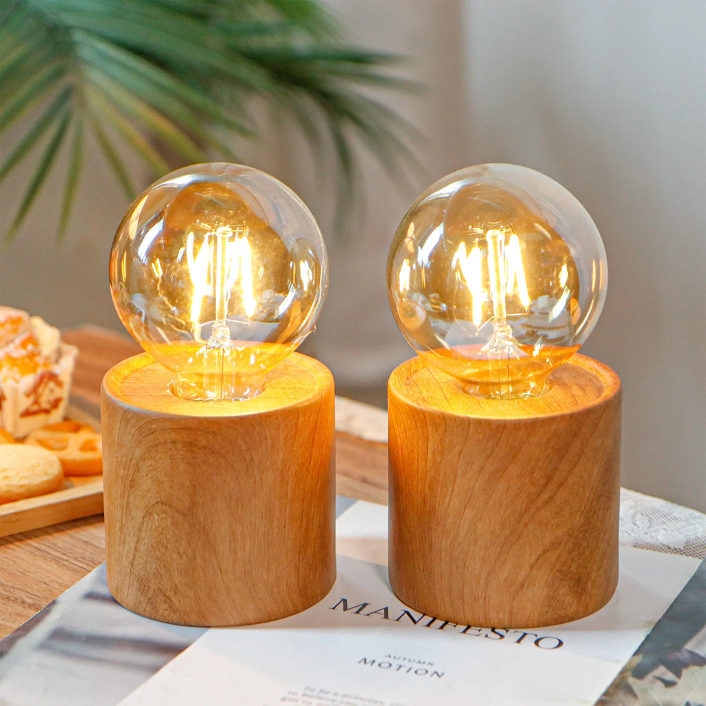 Woodgrain Globe Accent Lamps