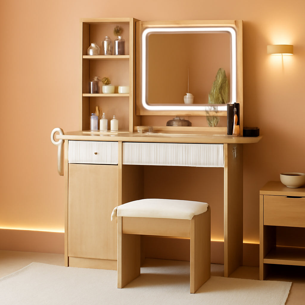 Aurelie Illuminated Vanity Desk with Drawers