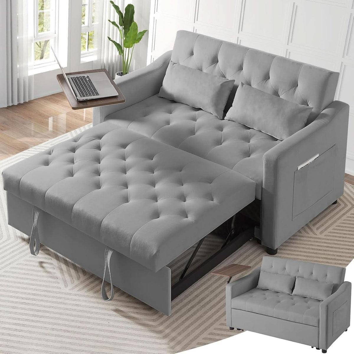 Sable Convertible Sleeper Loveseat