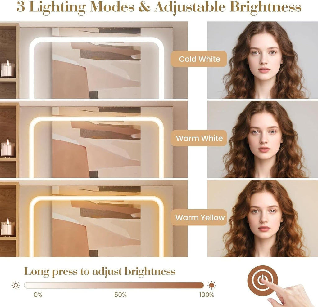 Aurelie Illuminated Vanity Desk with Drawers
