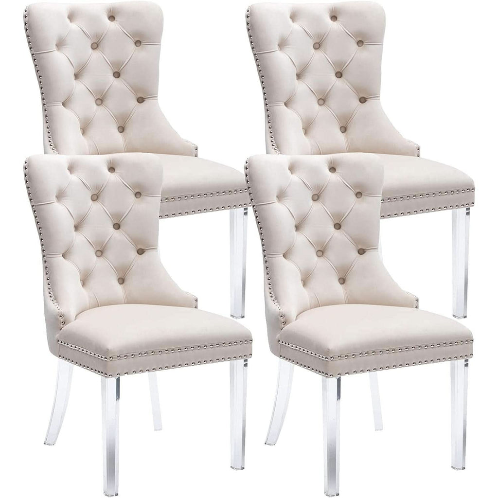 Vivienne Velvet Tufted Dining Chairs – Set of 4