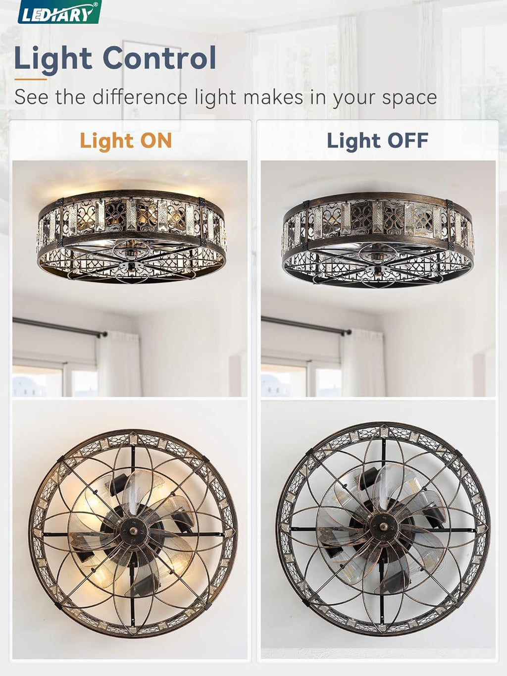 Black & Gold Caged Ceiling Fan