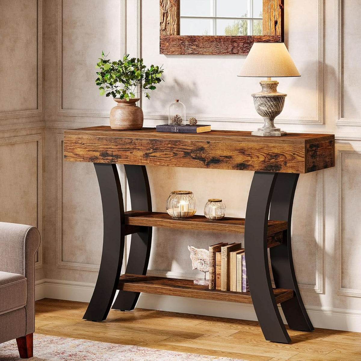 Aster Curved-Shelf Console Table