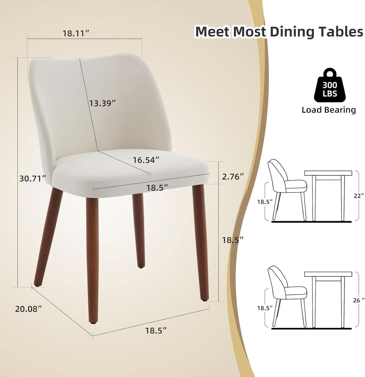 Elara Cream Upholstered Dining Chairs - Set of 2
