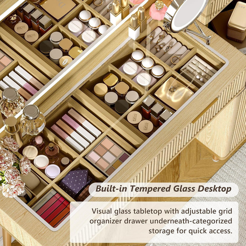 Celeste Vanity Desk with Magnifying Mirror