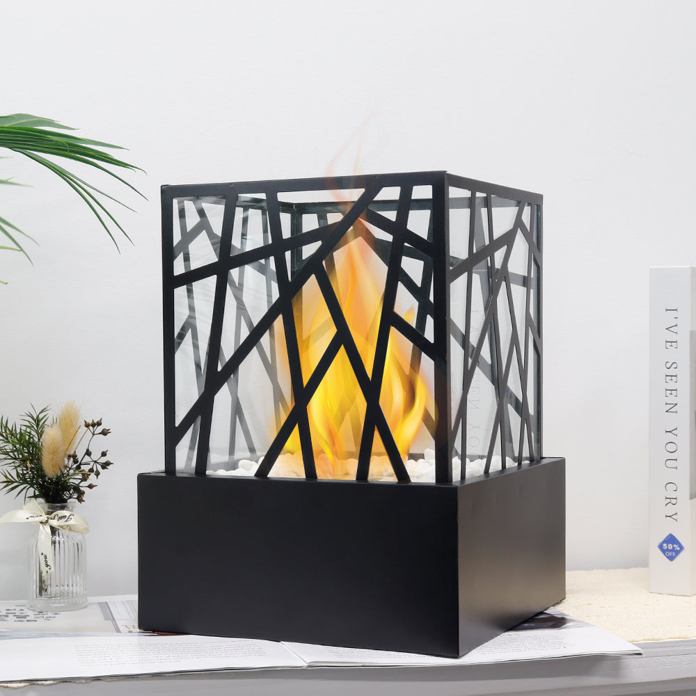 Geometric Lantern Tabletop Fireplace