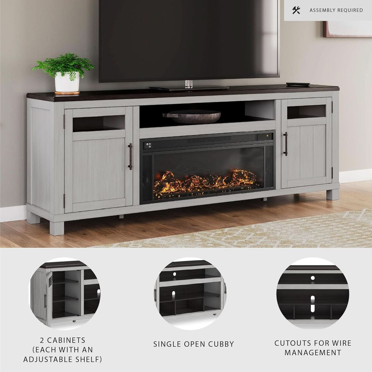 Light Gray Fireplace TV Console