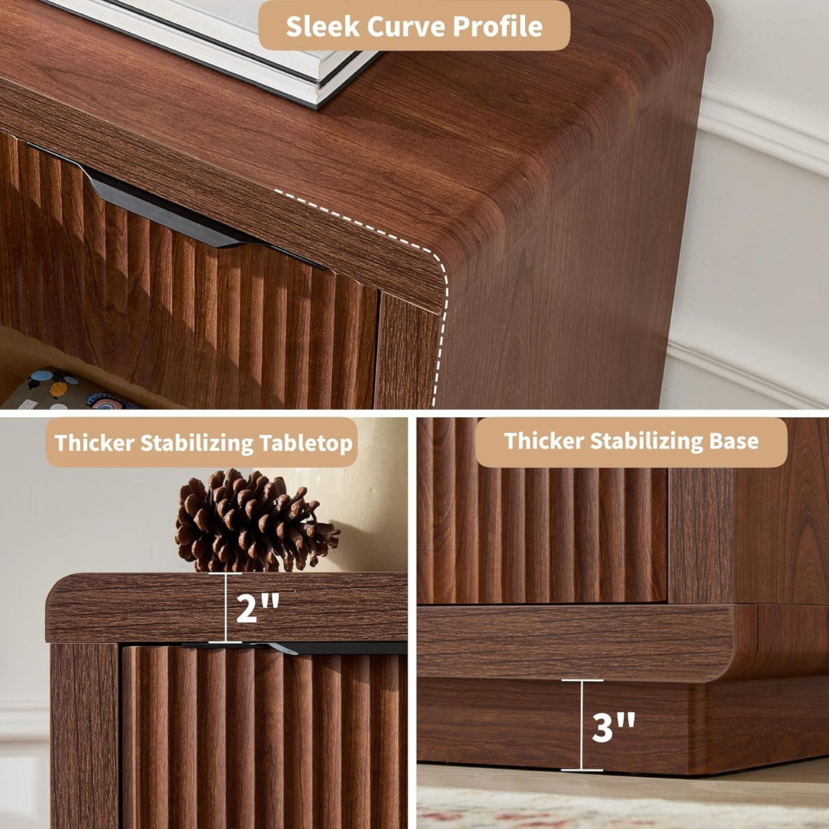 Curved Fluted Six-Drawer Chest