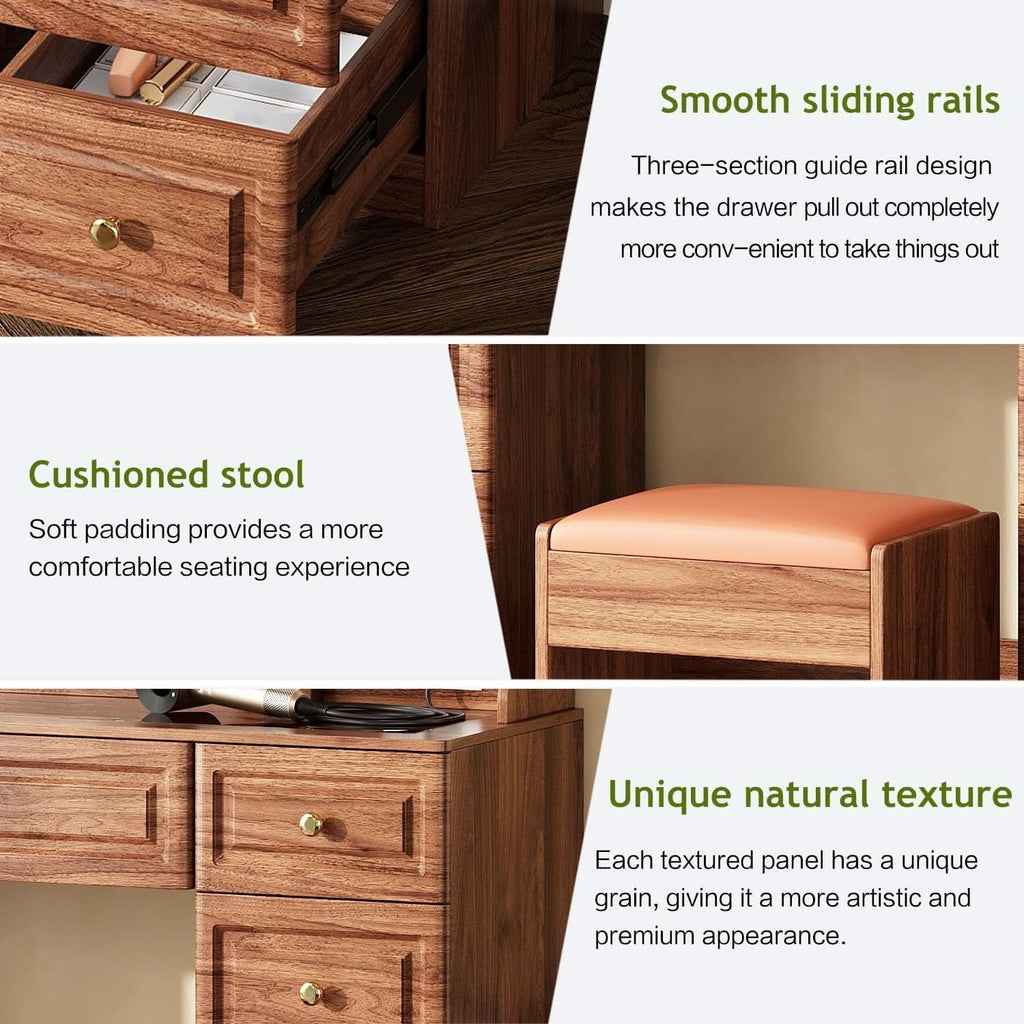 Rosalie Three-Piece Makeup Vanity Desk