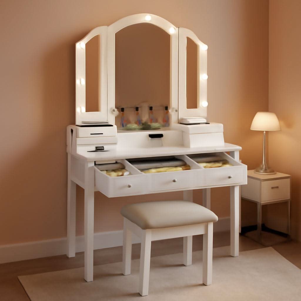 Genevieve Tri-Fold Illuminated Vanity Desk