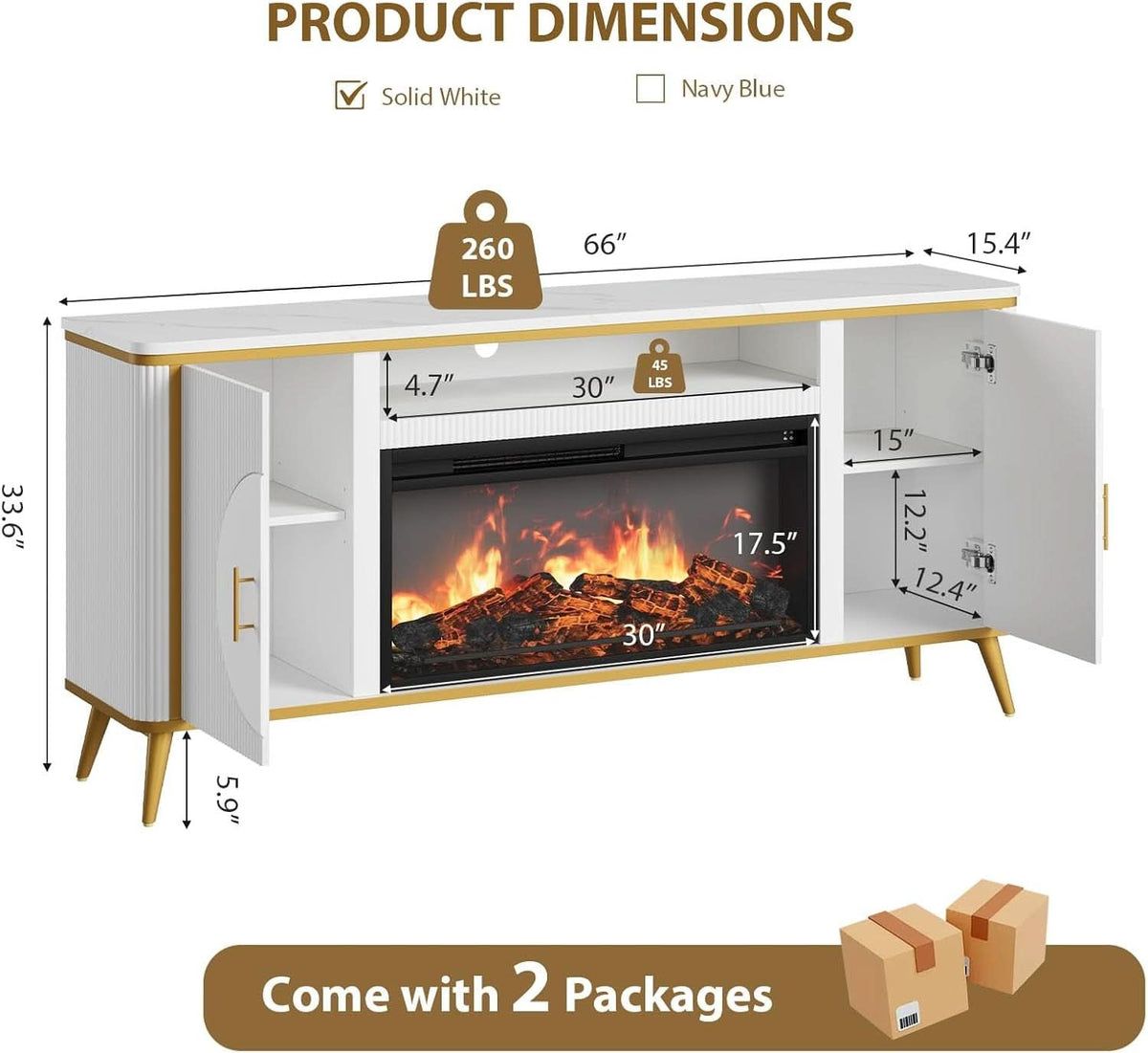 Fluted Fireplace TV Console
