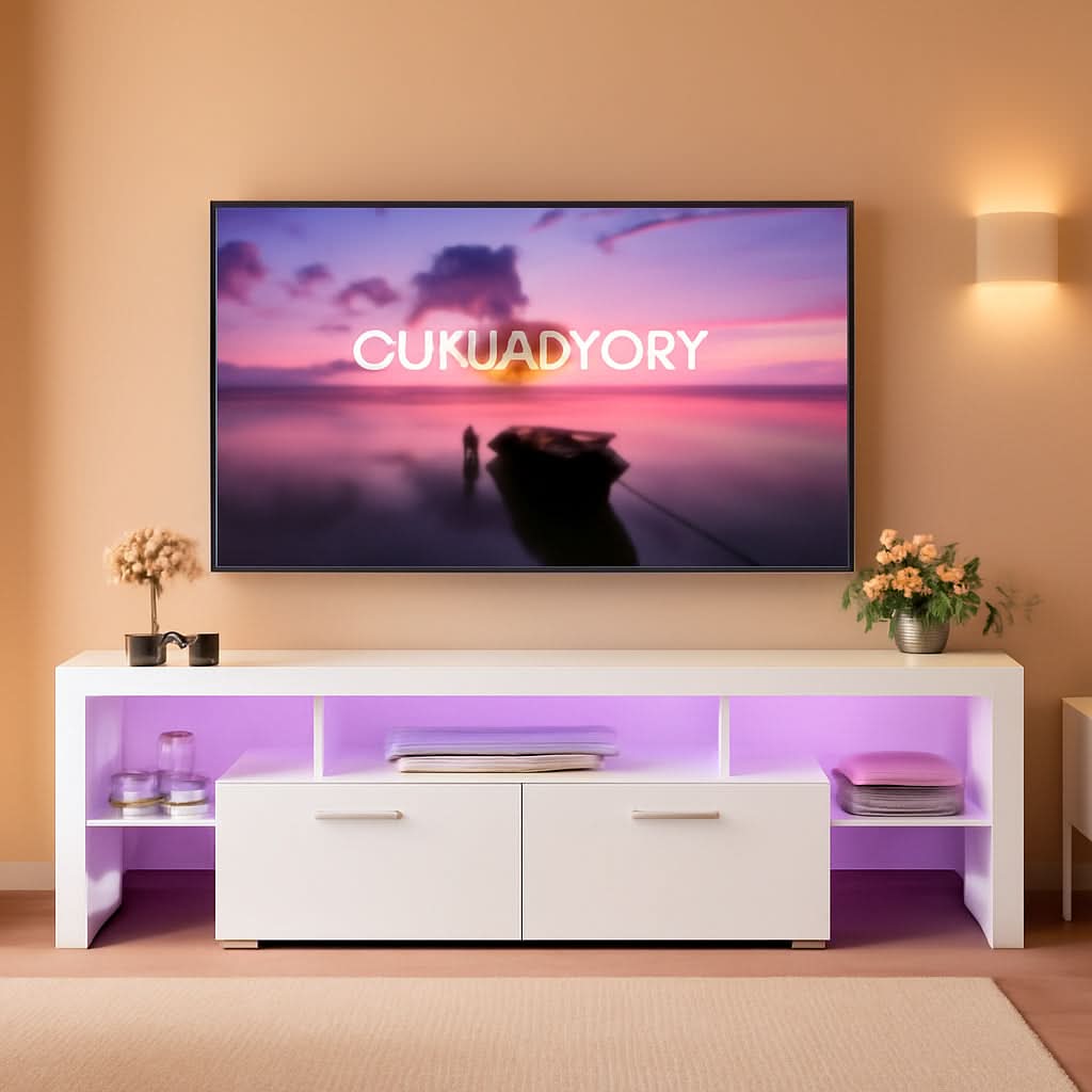 White LED TV Console