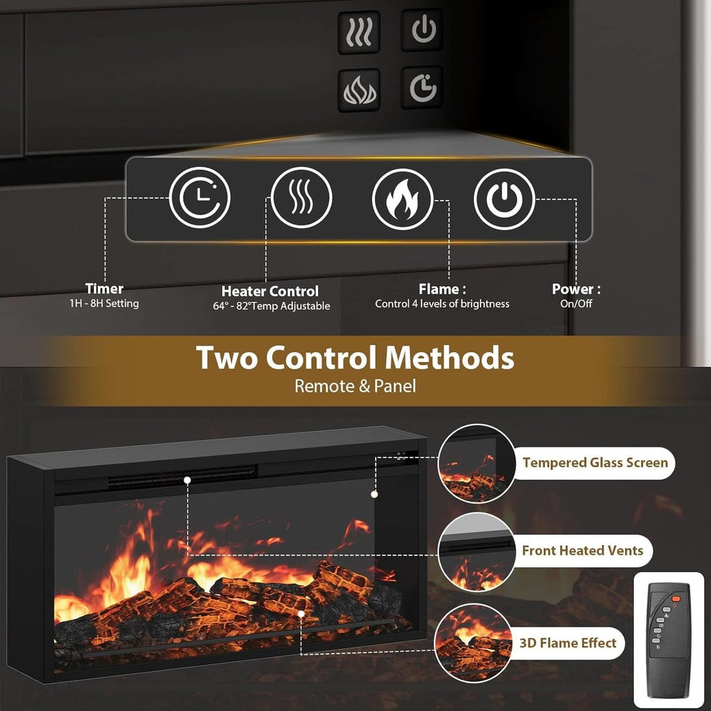 Fluted Fireplace TV Console