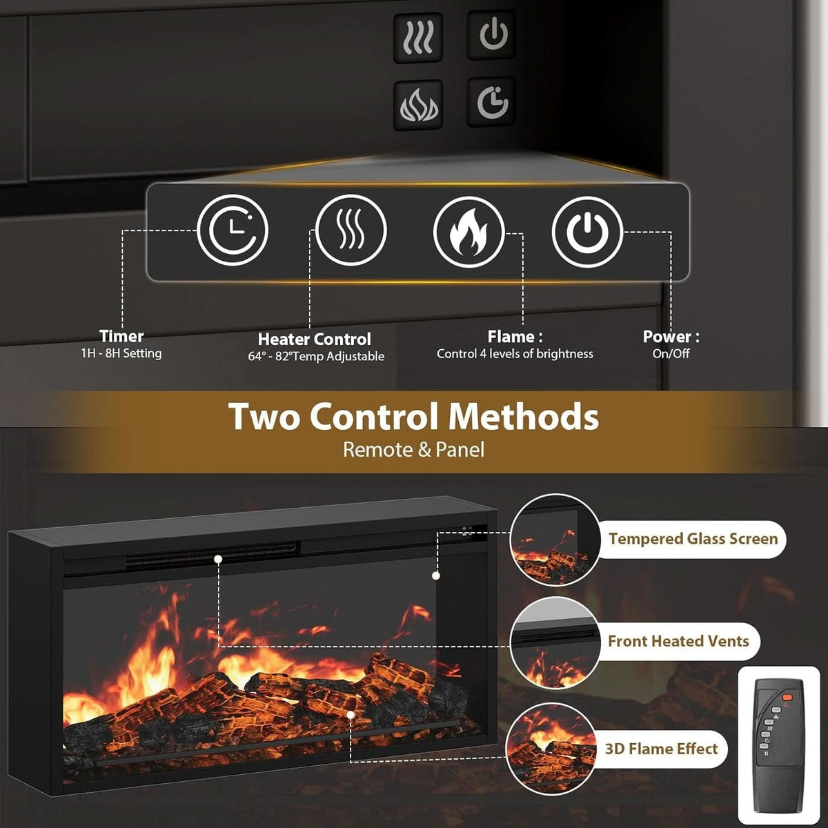 Fluted Fireplace TV Console