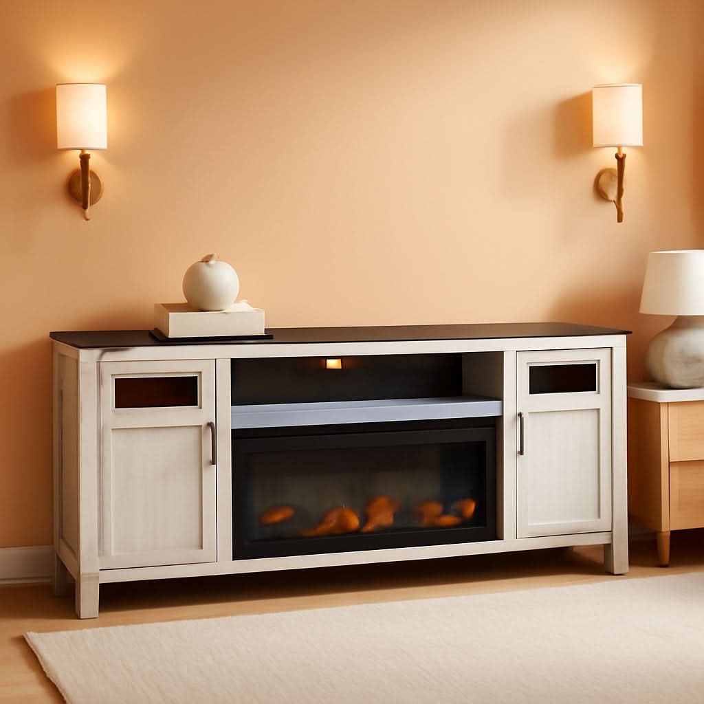 Light Gray Fireplace TV Console