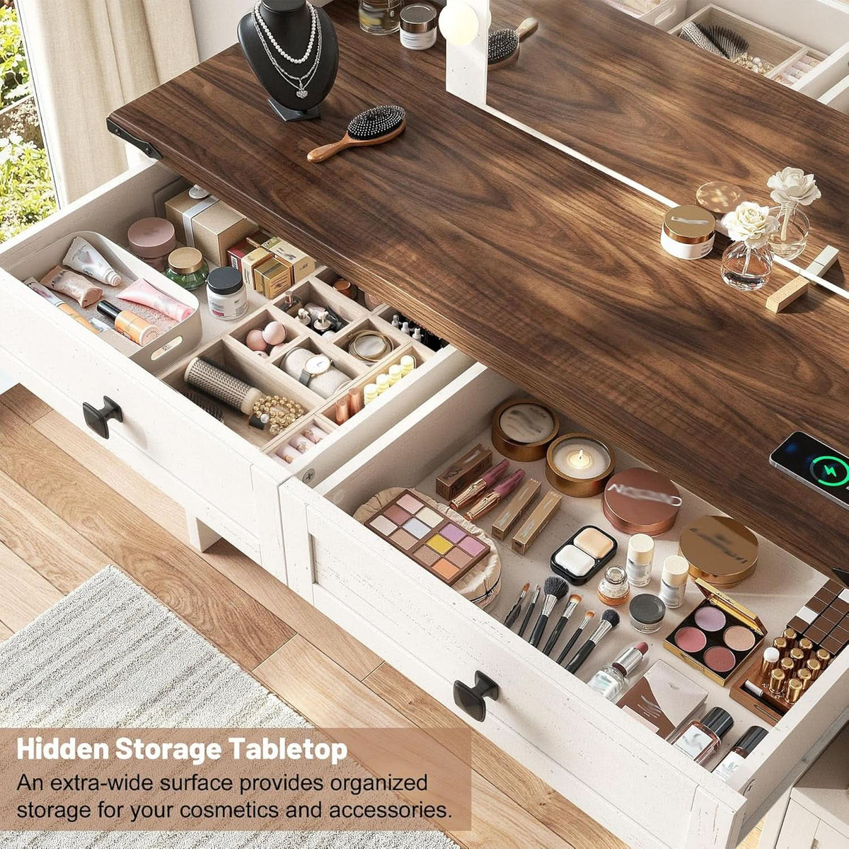 Evelina Makeup Vanity Desk with Storage