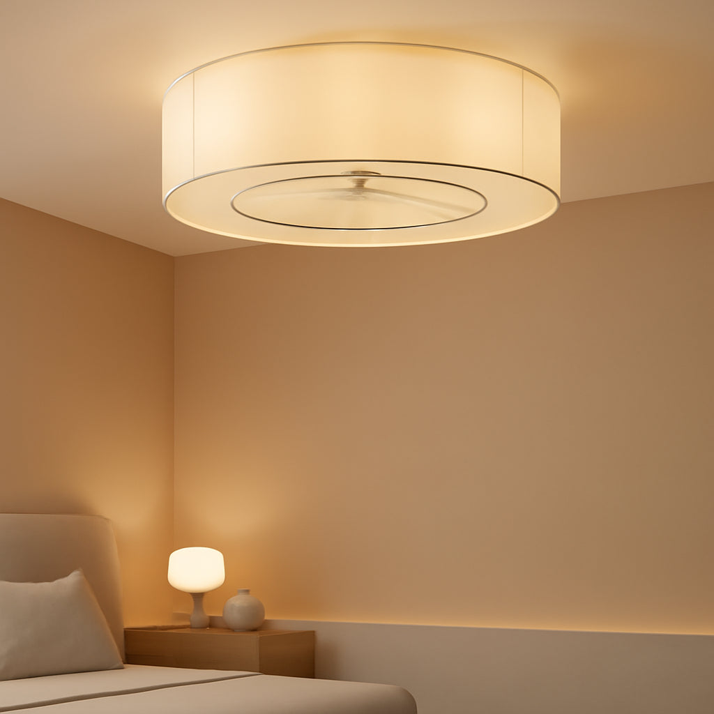 Linen Flush Mount Ceiling Fan