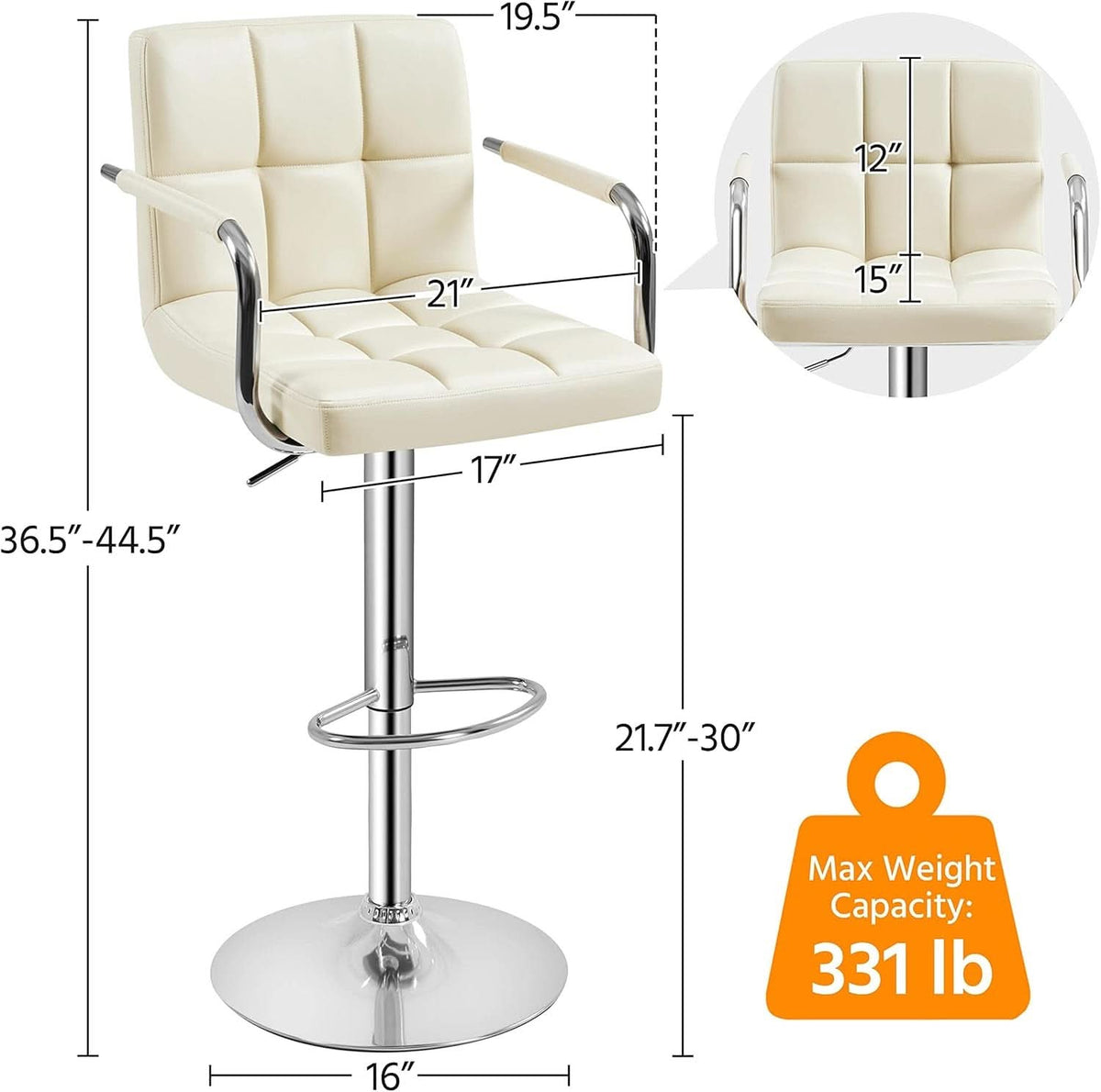 Amelie Champagne Bar Stools, Set of 2