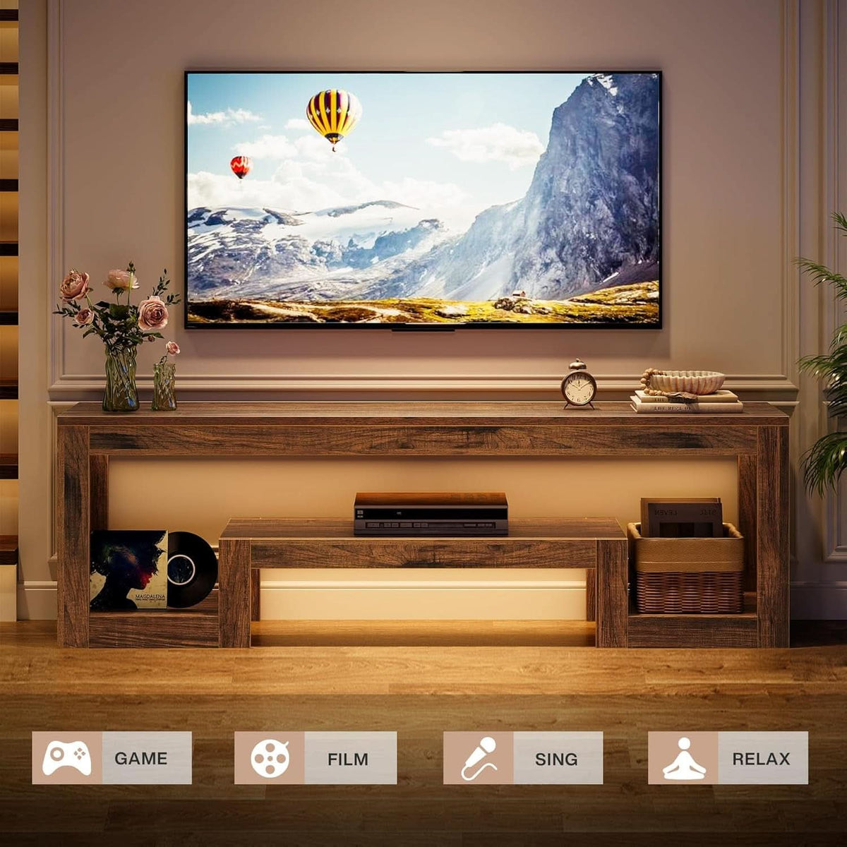 Rustic Walnut TV Console