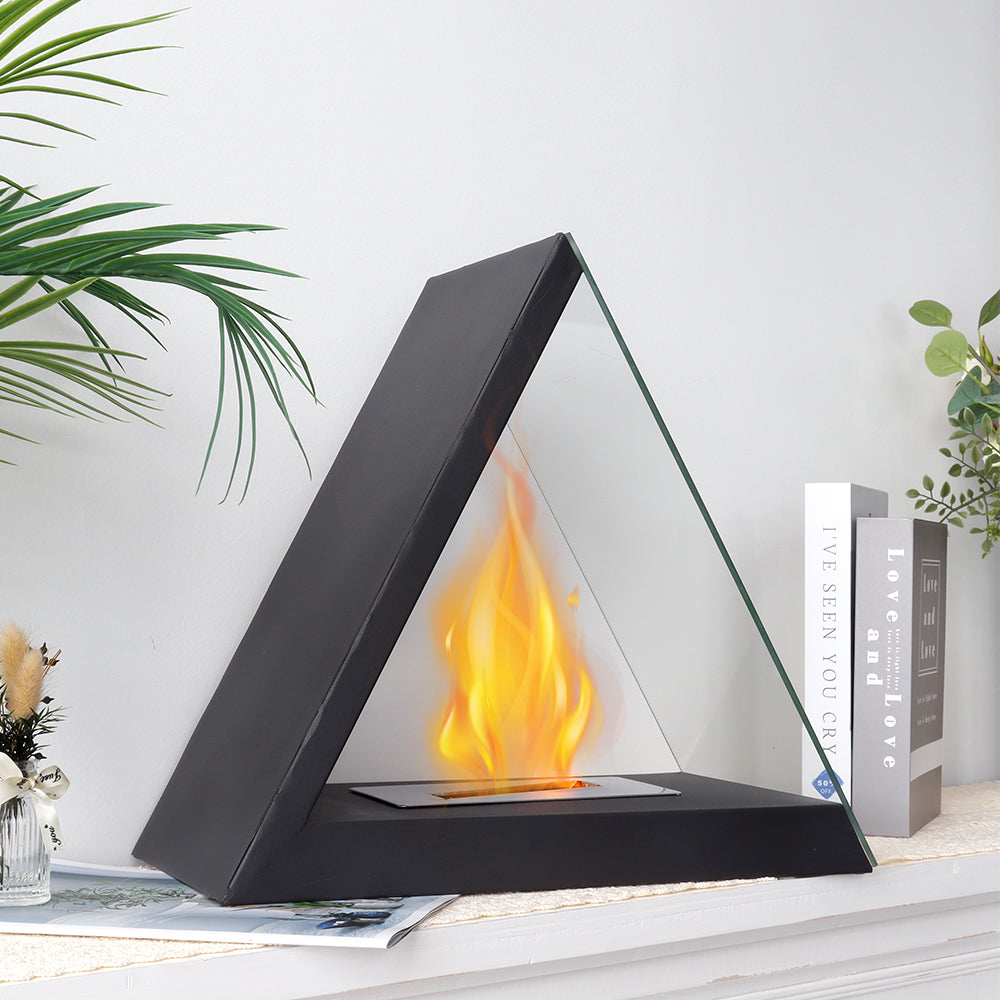 Triangular Glass Tabletop Fireplace