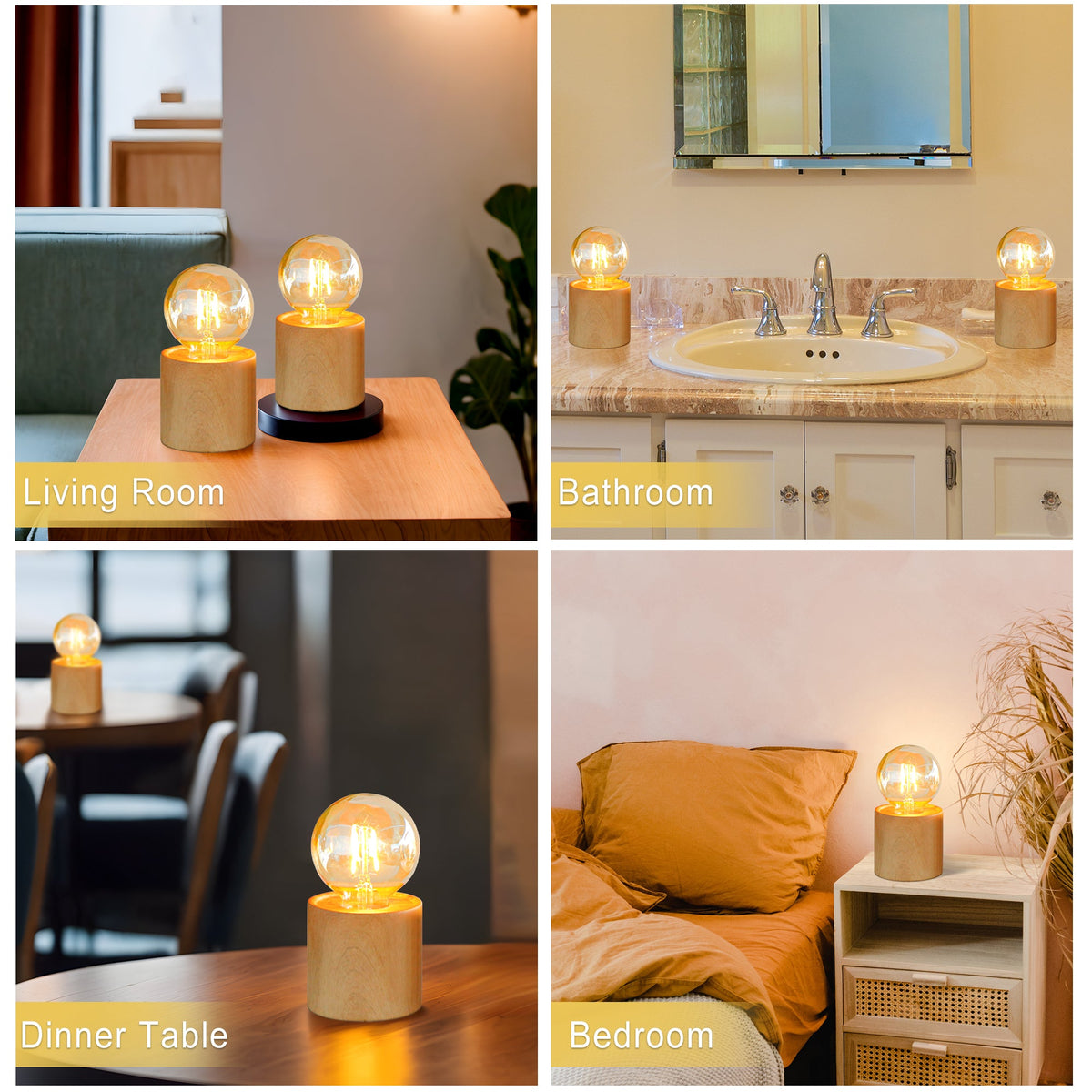 Woodgrain Globe Accent Lamps