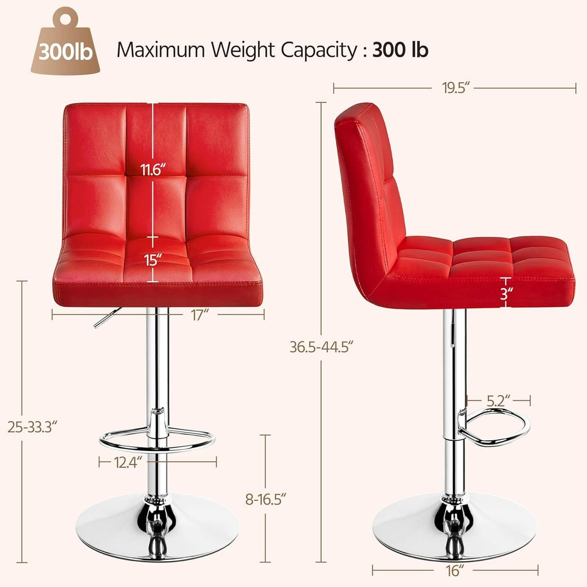 Riviera Adjustable Bar Stools, Set of 2